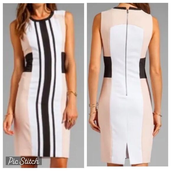 BCBGMAXAZRIA ELOISE COLOR-BLOCKED SHEATH DRESS MUV6X845/M202 SIZE 8 - Picture 1 of 12